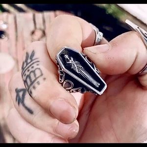 stainless steel coffin ring size 9